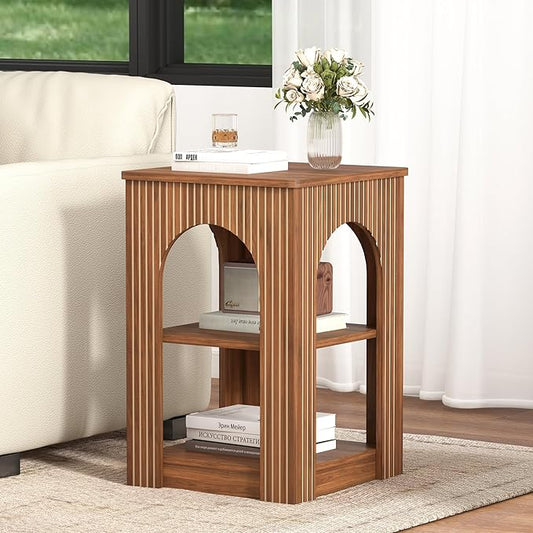 weselon End Table with 3-Tier Storage, Mid-Century Modern Side Table with by WelcometoFurnitureSalon