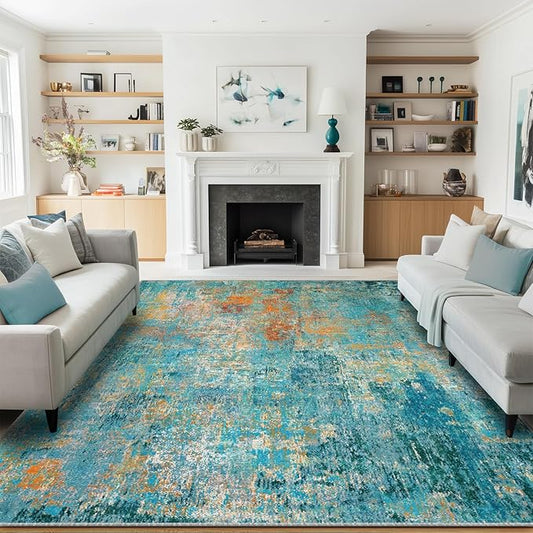 RELEANY Washable Area Rugs 9'x12' Non-Slip Modern Abstract Soft by RELEANY