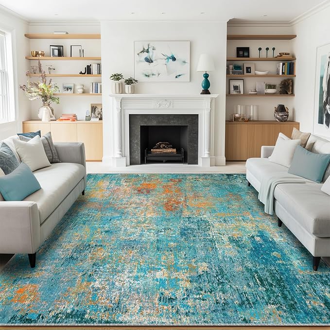 RELEANY Washable Area Rugs 6'x8' Non-Slip Modern Abstract Soft - Image 3