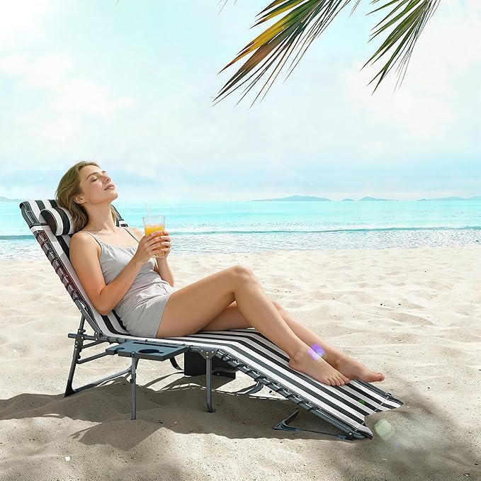 Outsunny Folding Chaise Lounge Chair Outdoor Tanning Chair - Image 8