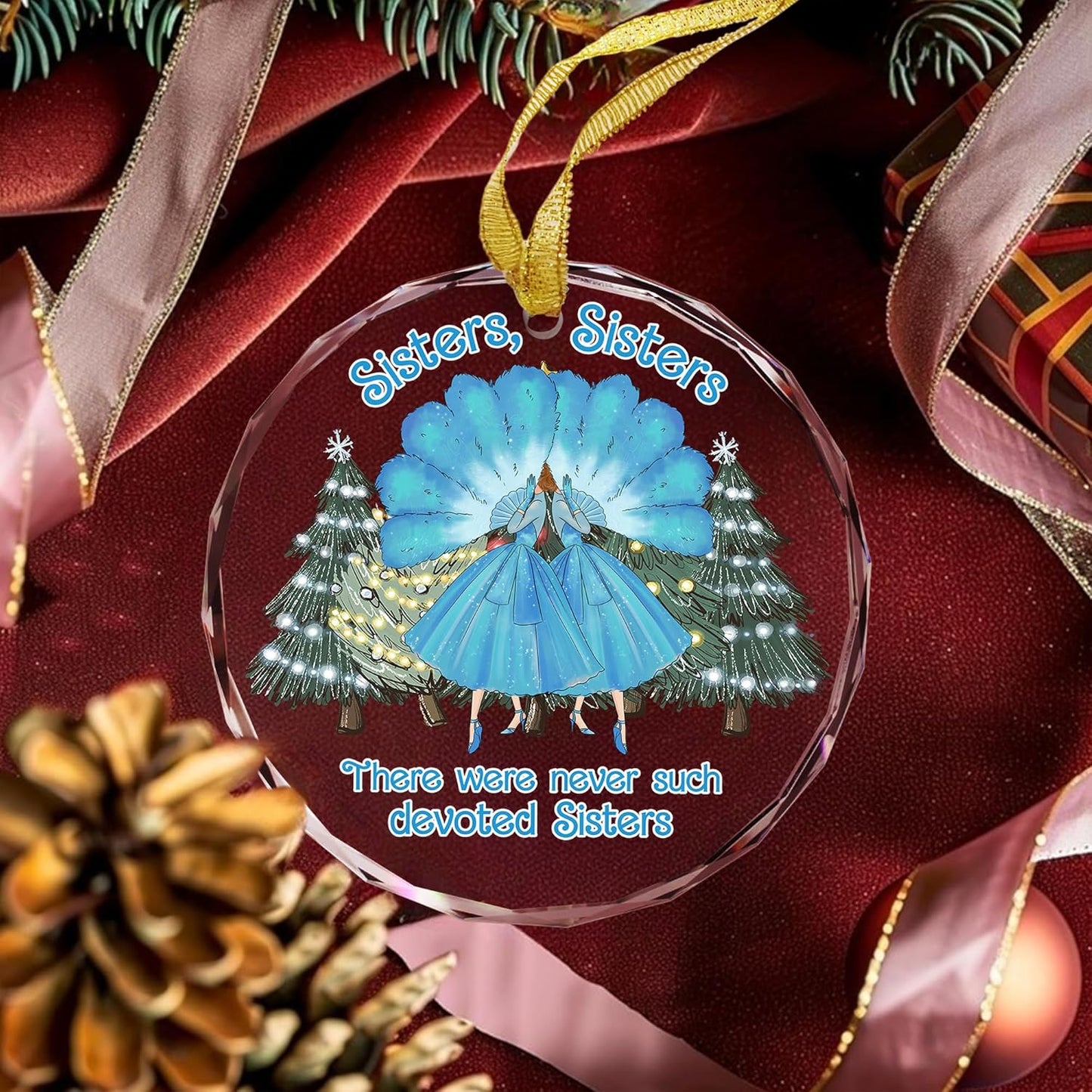 GOSSBY Sister Ornament for Sister, Women Best Friend- White Christmas Ornament 2025 - There were Never Such Devoted Sisters - Xmas Tree Decor