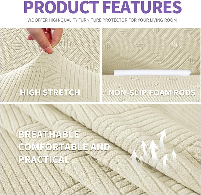 ZNSAYOTX Super Stretch Chair Slipcover, New Striped Sofa Chair Covers - Image 3