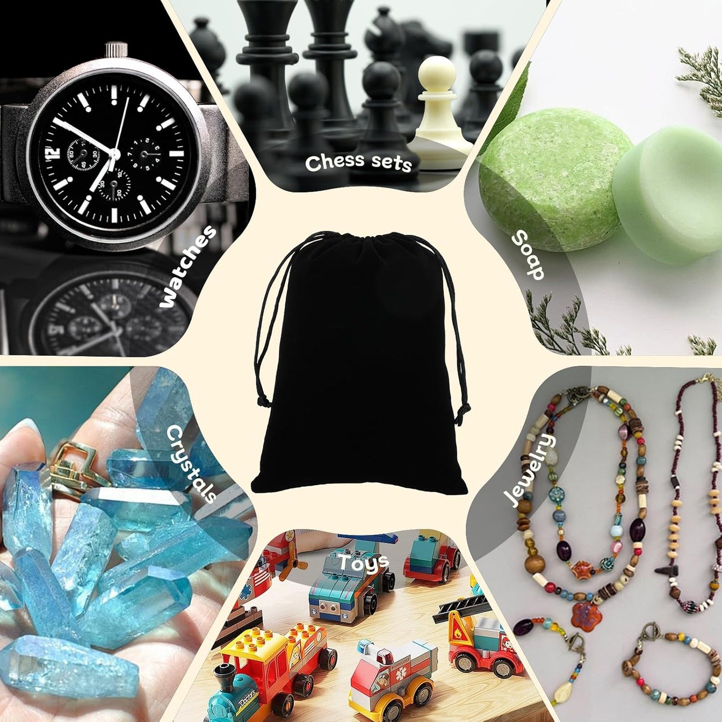 Velvet Drawstring Jewelry Bag, 50Pcs Black Dice Bag, 5x7 Tarot Card Pouch, Or Wrapping Halloween Party Favors, Mojo, Small Bussiness, Jewelry, Rings, For Church