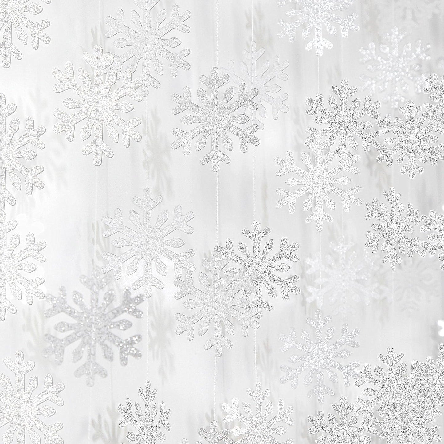 Snowflake-Snow Silver Christmas Party-Decoration Garland - 52ft Frozen Winter Wonderland Ornaments Hanging Paper Streamers,New Years Birthday Baby Shower Wedding Holiday Ceiling Decor Hugfond