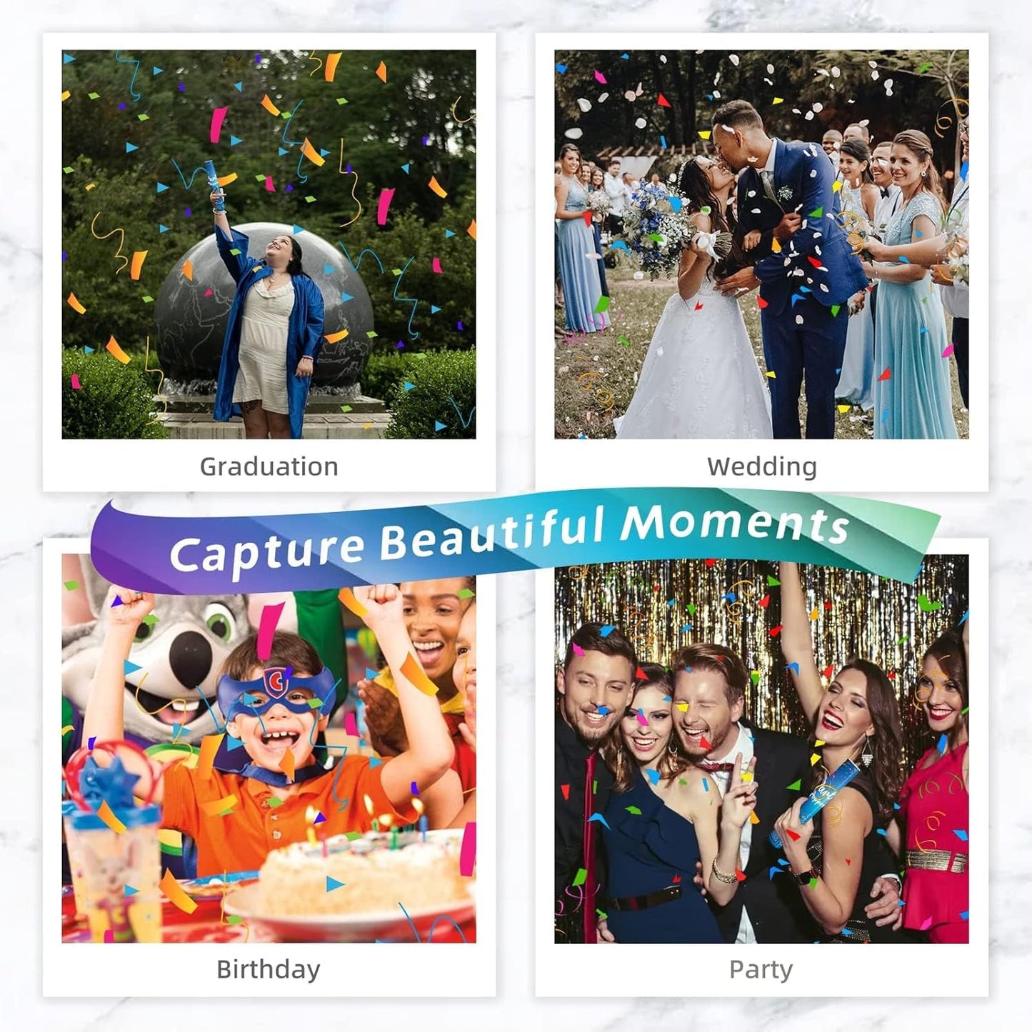 Confetti Cannon 12Inch Confetti Poppers 12 Pack Multicolor Party Poppers Confetti Shooters Air Compressed Color Popper Cannon Bulk for Graduation New Years Eve Birthday Wedding Indoor and Outdoor