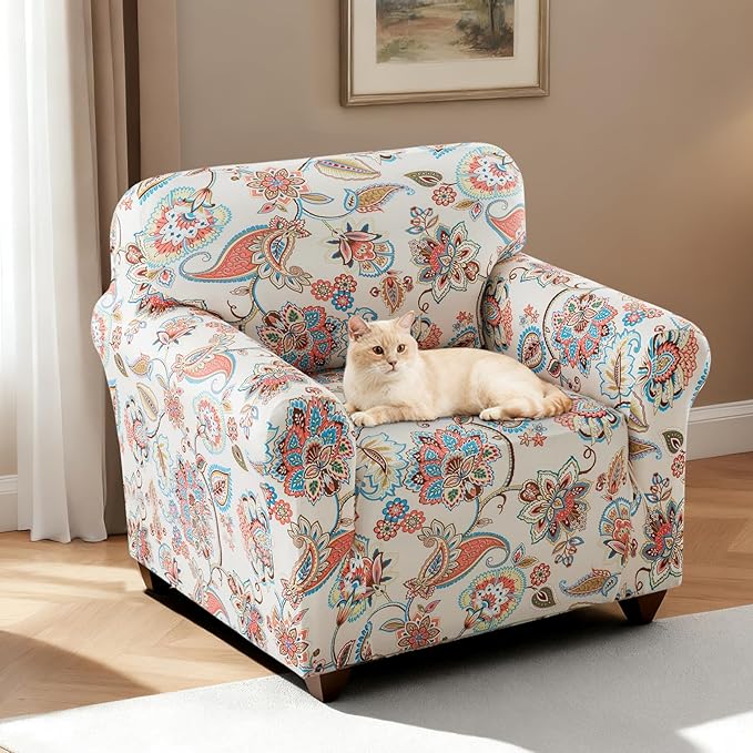 H.VERSAILTEX Floral Pattern Chair Covers Armchair Printed Chair Slip Covers - Image 2