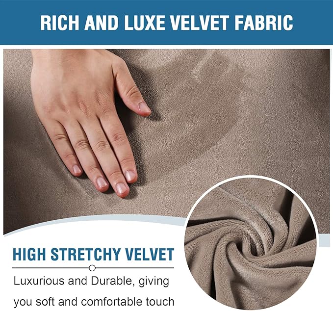 H.VERSAILTEX Velvet Stretch Recliner Couch Covers 6-Pieces Recliner Loveseat - Image 3