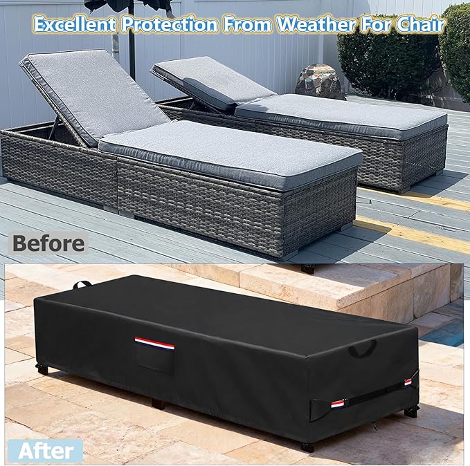 Waterproof Patio Lounge Chair Cover 2 Pack, Heavy Duty 600D Waterproof Outdoor - Image 3