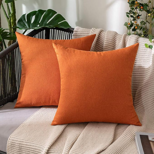 MIULEE Pack of 2 Decorative Outdoor Solid Waterproof Throw Pillow Covers Faux by MIULEE