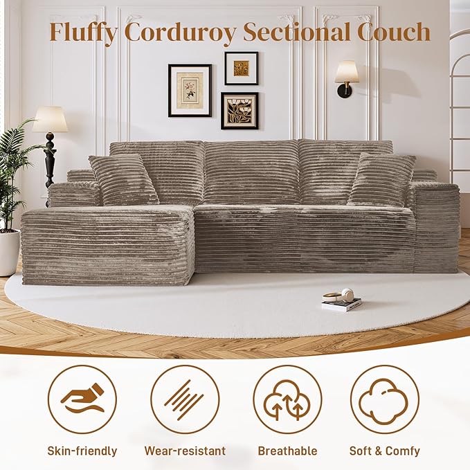 108" L Shaped Boneless Sectional Couches - Image 6