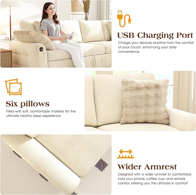 Ihanherry Large U-Shaped Sectional Sofa Bed, 8-Seater Convertible Sleeper - Image 6