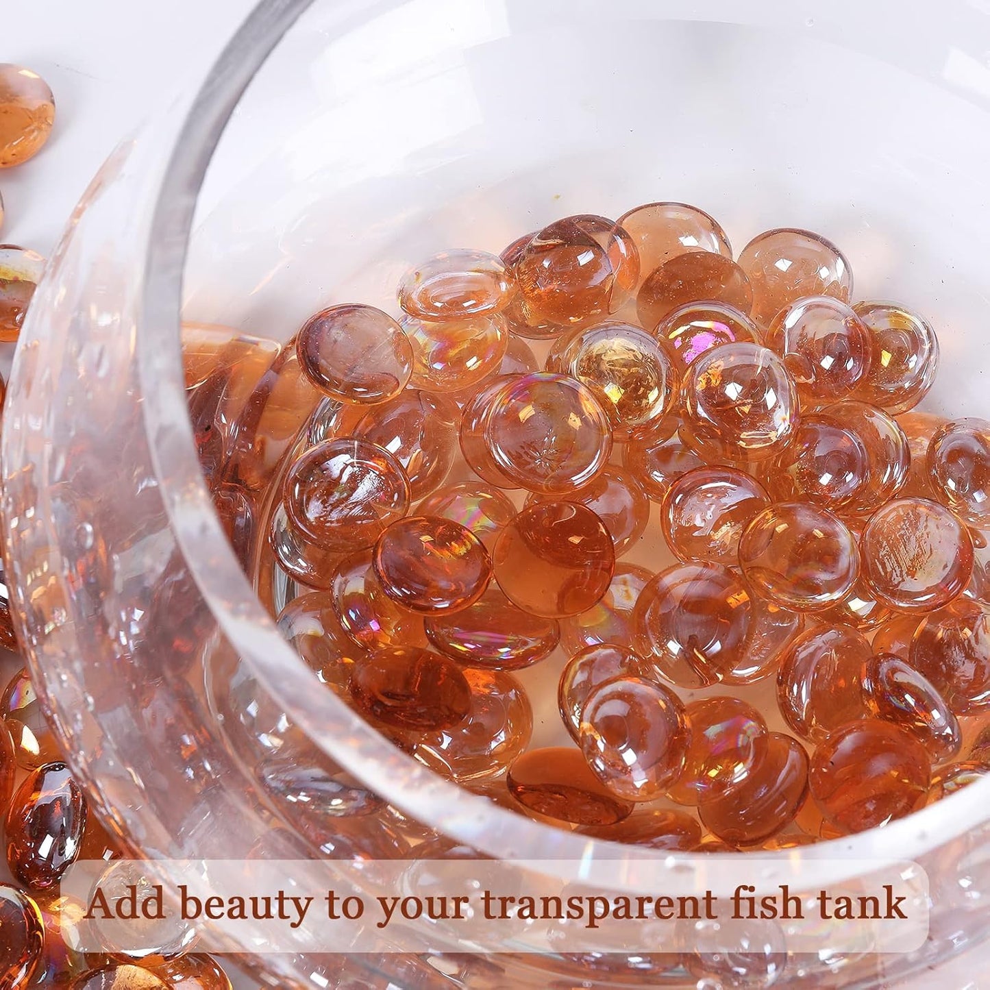 11LB Amber Flat Glass Marbles for Vase Filler, Aquariums, Hydroponics, Home Decor & DIY Crafts