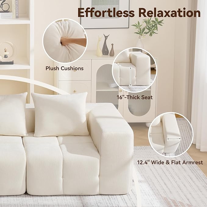119" Boneless Couch, Oversized Cloud L Shaped Couch, Modular Sectional 4 Seater - Image 5