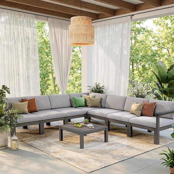 Stoog Modular L-Shaped Sectional Sofa Set, 8-Piece All-Weather Patio Furniture - Image 7