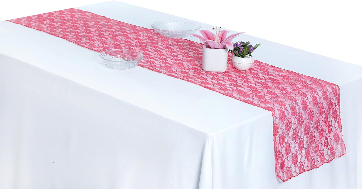 MDS Pack of 12 Wedding 12 x 108 inches Satin Table Runner for Wedding, Decorations for Birthday Parties, Banquets, Graduations, Engagements, Runners fit Rectangle, Round Table- Coral