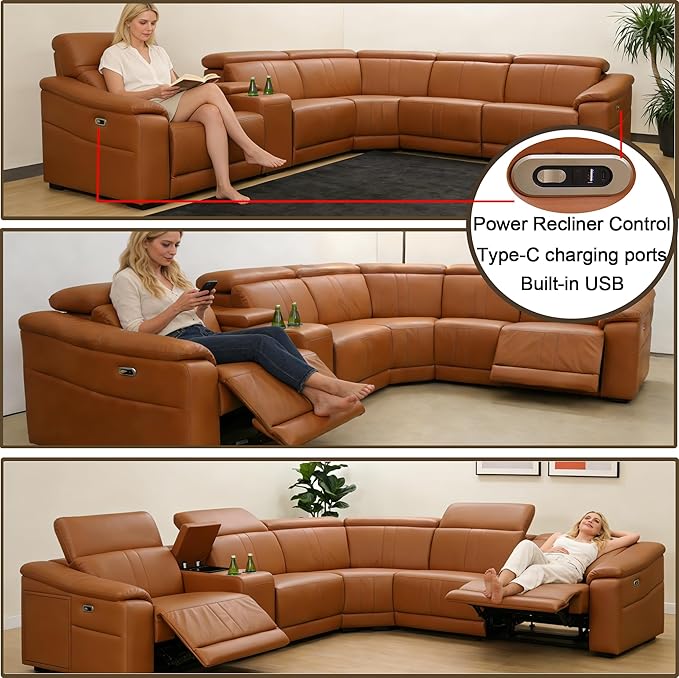 Power Recliner Sofa Set, Reclining Sectional Sofa Couch - Image 7
