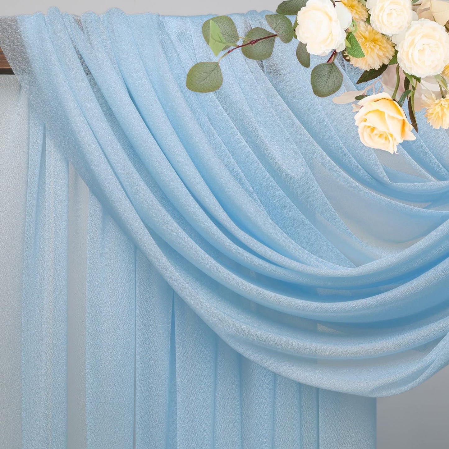 Wokceer Wedding Arch Draping Fabric 28.7" x 20FT Baby Blue Drapes Sheer Fabric Backdrop Arch Draping Fabric for Wedding Ceremony Birthday Party Bridal Shower Decoration