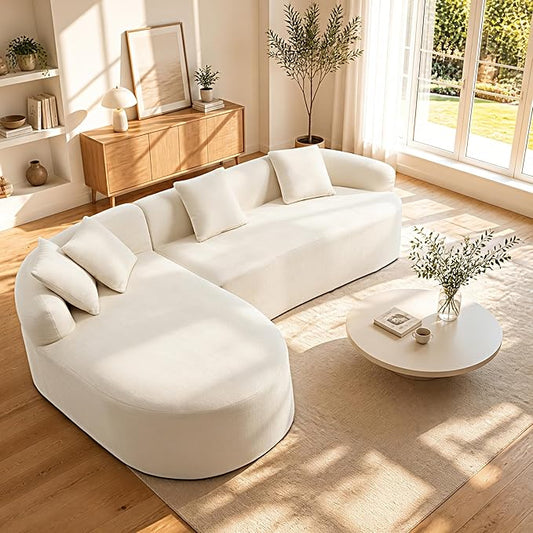 99" Curved Sectional Sofa with Chaise, Modern Boneless Couch with Deep Seat by VYUXWO