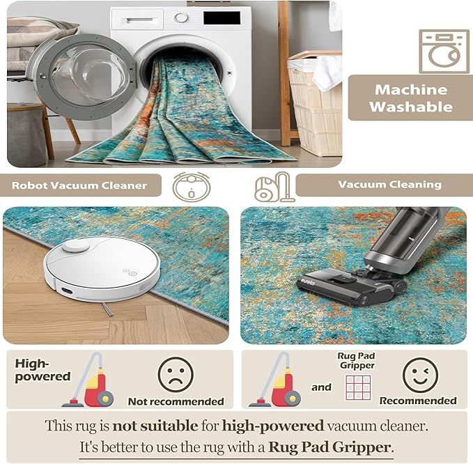RELEANY Washable Area Rugs 6ft Non-Slip Modern Abstract Soft - Image 7
