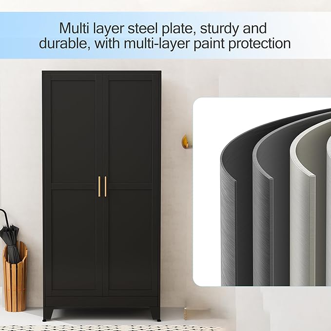 erosoei 71 "Metal Armoire Wardrobe Closet, Steel Clothing Storage Cabinet - Image 4