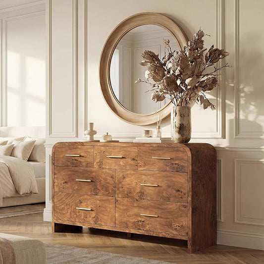 Curved 7-Drawer Dresser for Bedroom, 53.82" Wide Modern Chest of Drawers by TheBeautyofRusticRefined