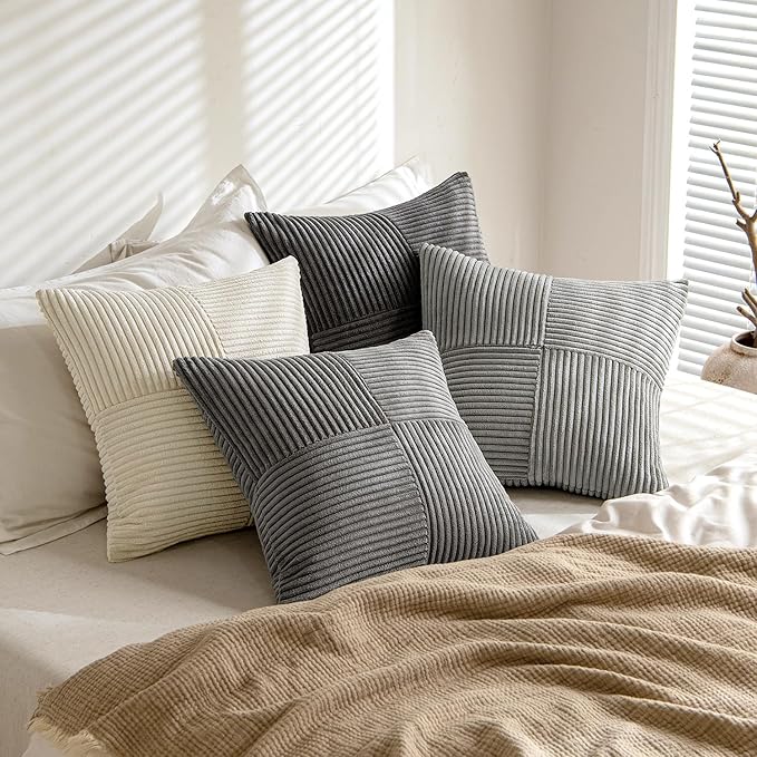 MIULEE Neutral Grey Decorative Throw Pillow Covers 20x20 Inch Set of 4 Modern - Image 4