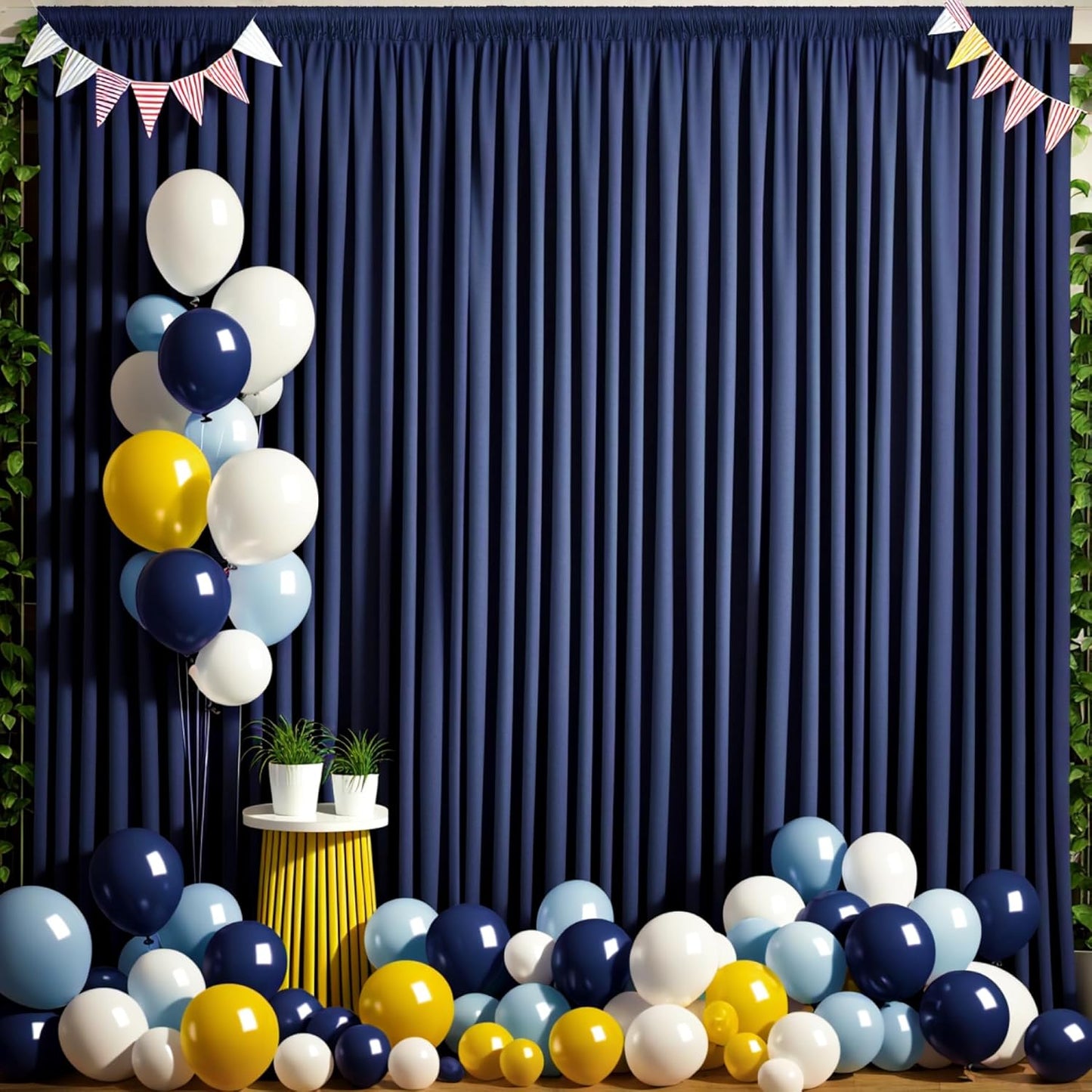 20 ft x 8 ft Navy Blue Backdrop Curtain Panels, 4 Panels 5 ft x 8 ft Wrinkle Free Polyester Photography Backdrop Drapes, Wedding Party Home Decoration Supplies