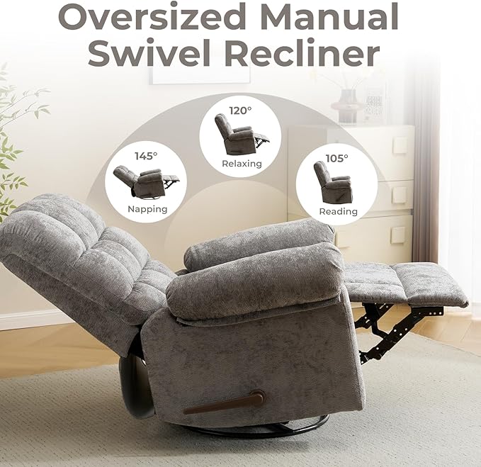 Swivel Rocker Recliner with Massage and Heat, Oversized Rocker Recliner with - Image 4