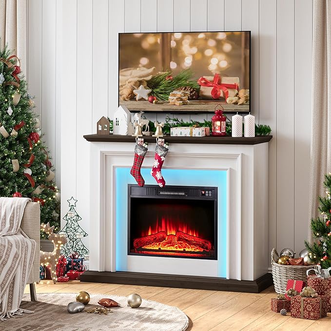 44" LED Lights Electric Fireplace by BOSHIROFurniture