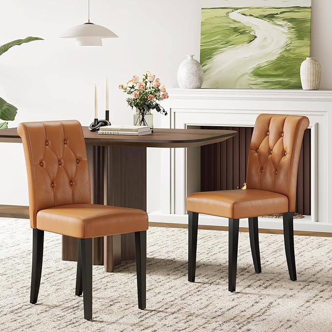 Welzona Upholstered Dining Chairs Set of 4, Button Tufted Parsons Dining Chair - Image 3