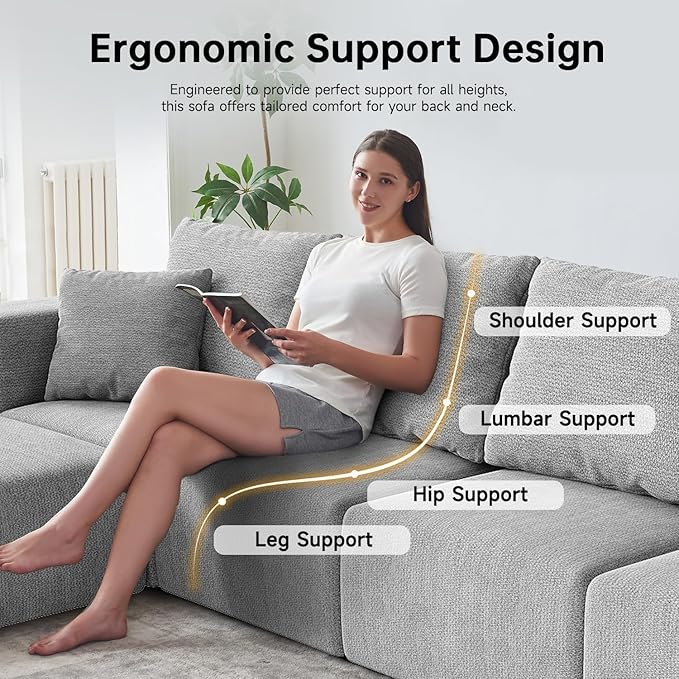152''Modular Sectional Sofa, Large Boneless Sectional Couches - Image 3