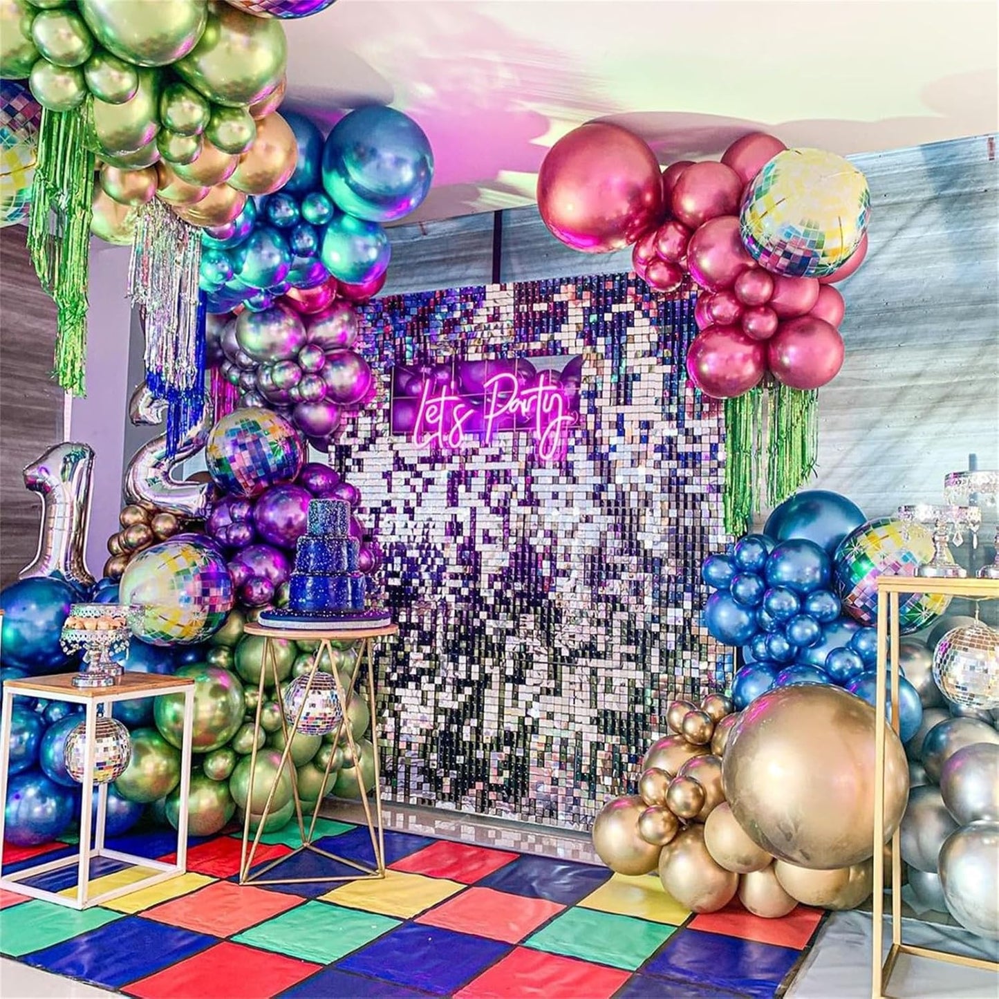 Metallic Balloons, 12 Inch Rainbow Chrome Balloons, 35Pcs Assorted Colors Multicolor Metallic Purple Red Green Blue Silver Rose Gold Latex Balloons for Kids Birthday Wedding Carnival Party Decorations