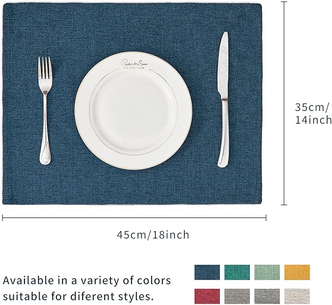 BALCONY & FALCON Placemats Set of 4 Faux Linen Cloth Place Mats Washable - Image 5