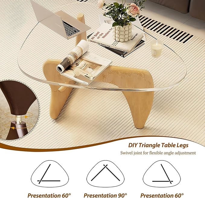 Glass Coffee Table, 35.8" Modern Center Table - Image 3