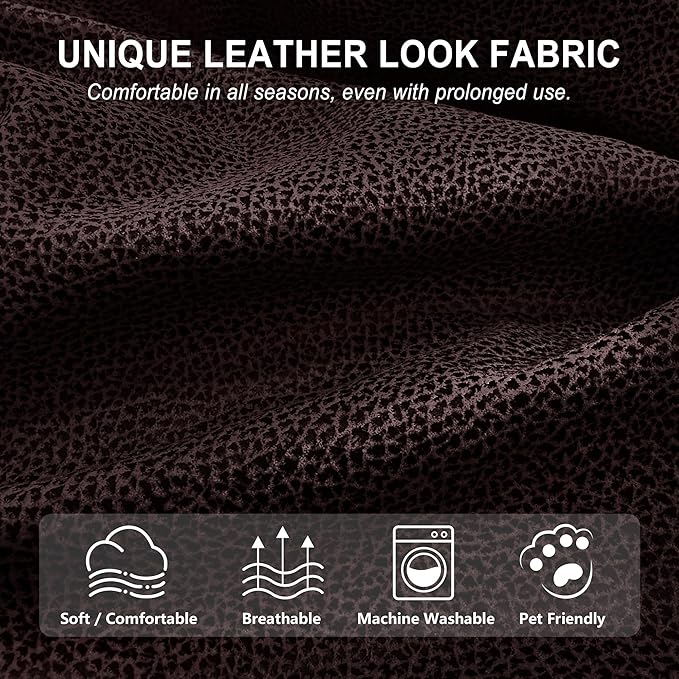 ANARACHON Leather Look Recliner Couch Cover, 8-Pieces Stretch Recliner Sofa - Image 5