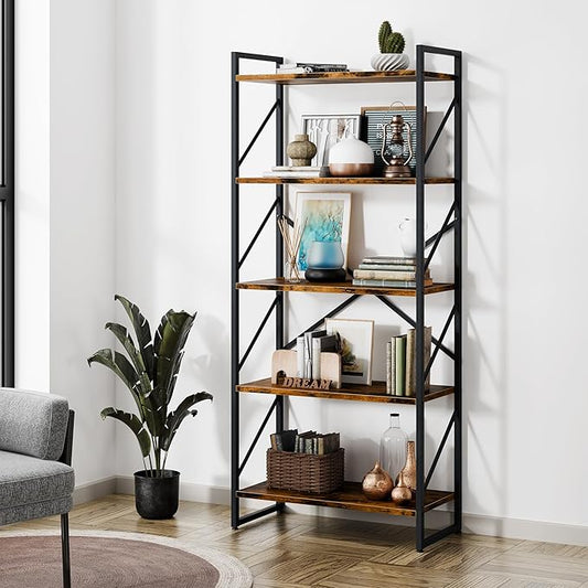 Shintenchi 5 Tiers Bookshelf, Classically Tall Bookcase Shelf, Industrial Book by Shintenchi%7CFurnitureMadeforRealLife