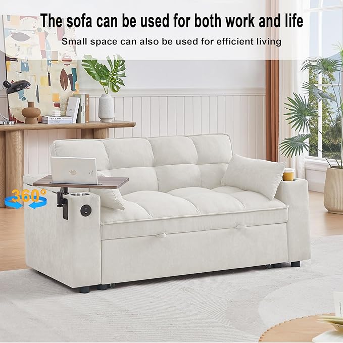 Auvsoce 65'' Convertible Sleeper Sofa Bed - Image 3