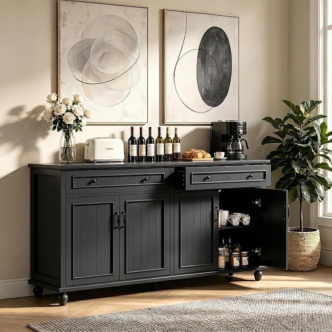 Scurrty Sideboard Buffet Cabinet, Vintage Coffee Bar Cabinets - Image 3