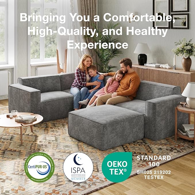 Novilla 142.5" Modular Sectional Sofa, No Assembly Cloud Sectional Couch - Image 12