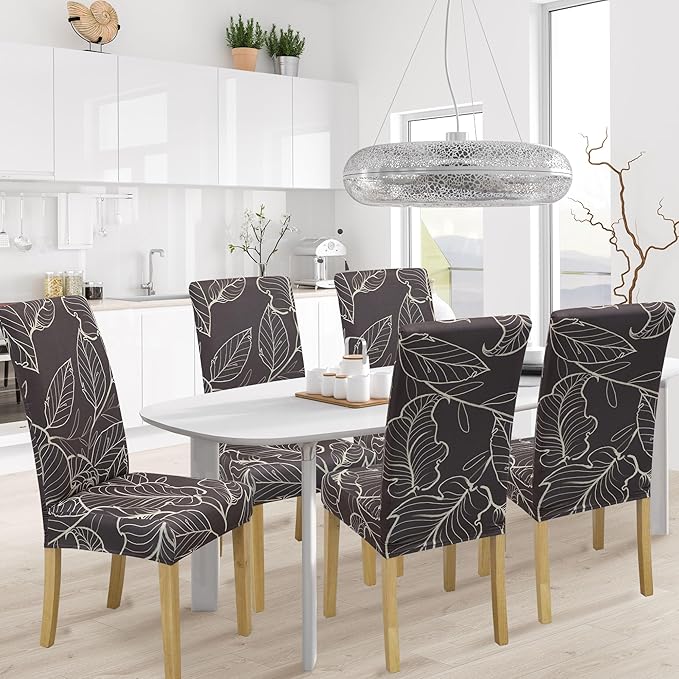 BIETYONE Stretch Dining Chair Covers Set of 8, Soft Removable Washable Kitchen - Image 2