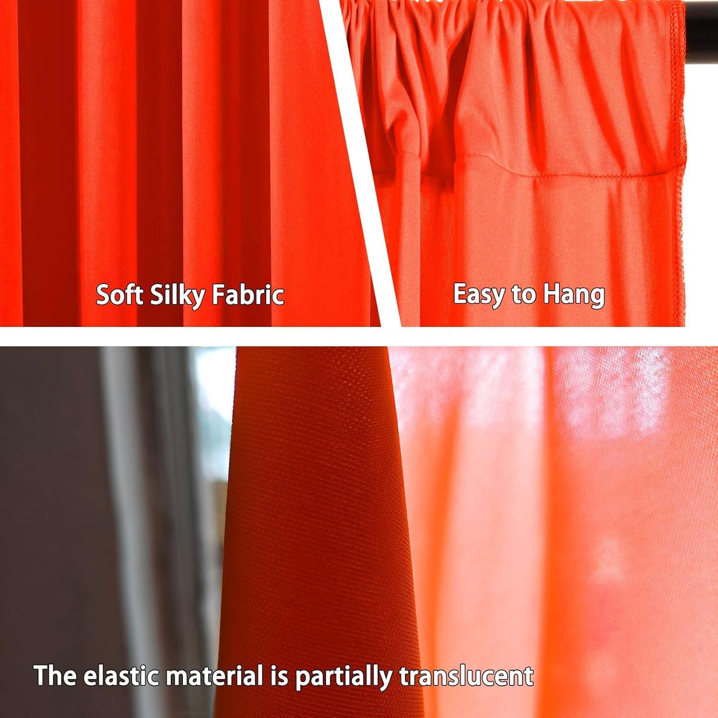 10 x 10 Feet Orange A Backdrop Curtain for Partie, Background Curtains for Photoshoot, Birthday, Wedding, Halloween, Thanksgiving, Christmas Day, New Year Party Decorations 5Ft x 10Ft, 2 Panels