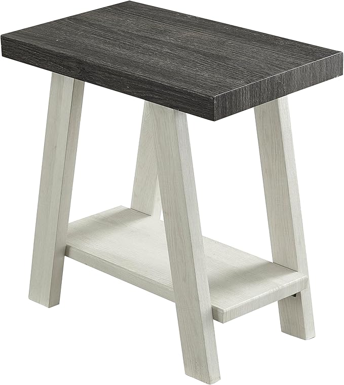 Roundhill Furniture Athens Contemporary Two-Tone Wood Shelf Side Table - Image 2