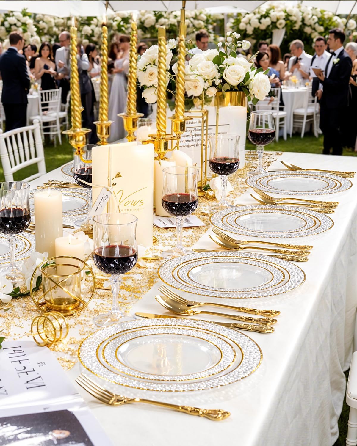 Ciaell 24PCS Plastic Wine Glasses - 7 Oz Plastic Goblets for Party - Clear Vintage Drinking Glasses - Disposable Water Goblets Set for Wedding, Bar, Wine, Beer, Juice, Cocktail, Whiskey