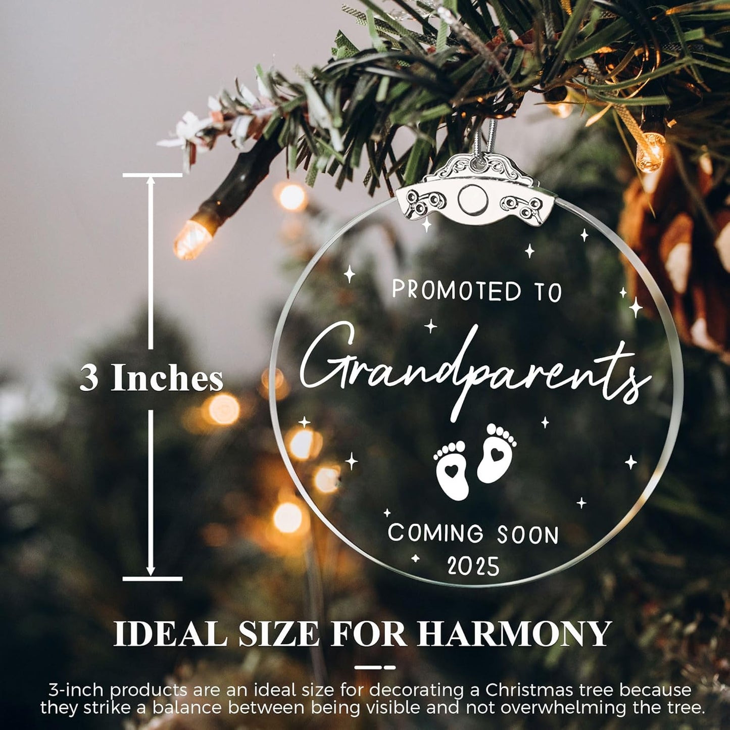 First Time Grandparents Gifts - Baby Pregnancy Announcement Ornament for New Grandma and Grandpa - Glass Christmas Ornament