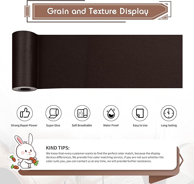KING MOUNTAIN Leather Repair Patch, 4 x 63 Inches self Adhesive Leather Repair - Image 2