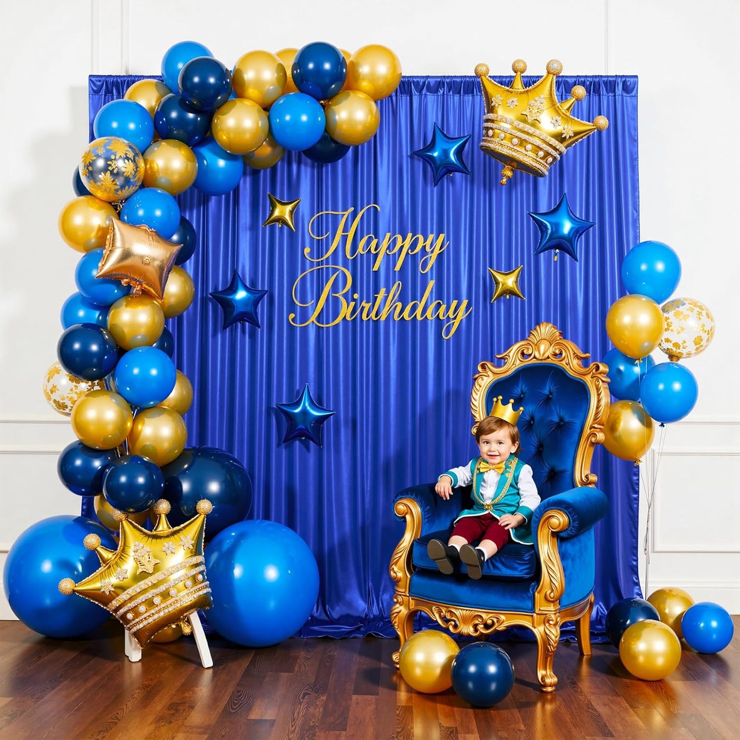 gogoparti 10x10FT Sapphire Blue Sequin Backdrop Curtain - 2 Panels of 5x10FT Wrinkle-Free Glitter Drapes for Photography, Birthdays, Weddings & Graduations