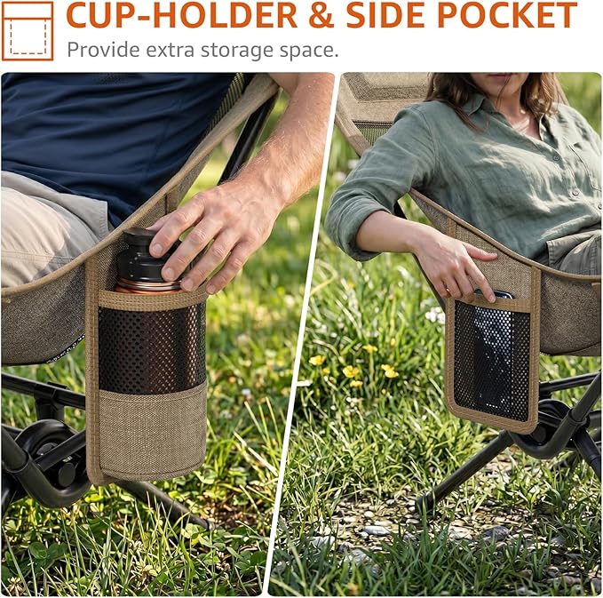 Armless Rocking Camping Chair for Adults, Portable Folding Outdoor Rocker - Image 6