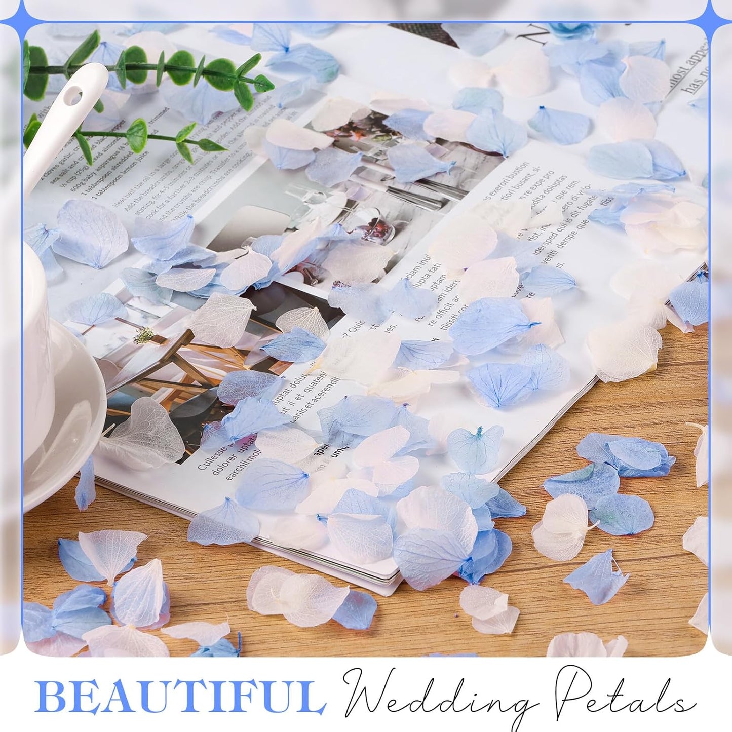 VAIPI 2500 PCS Hydrangea Petals 100% Natural Real Flower Petals for Wedding Aisle Flower Girl Scattering Flowers, Will You Marry Me, Valentines, Romantic Night, Proposal, Anniversary, Special Night