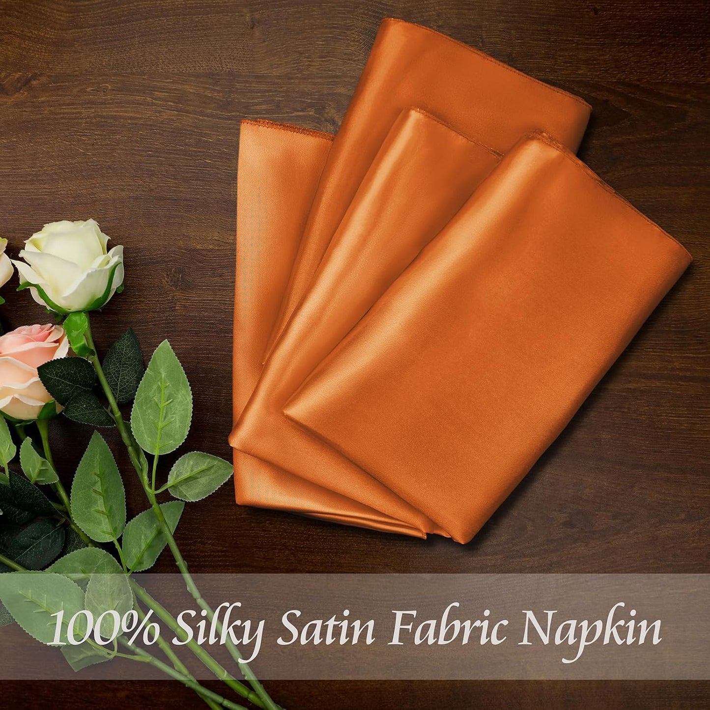 Manyshofu 60 Pieces Terracotta Satin Napkins - 20x20 Inches Cloth Napkins, Square Satin Fabric Napkins Set - Soft & Reusable Table Napkins for Wedding Dinner Party Lunch
