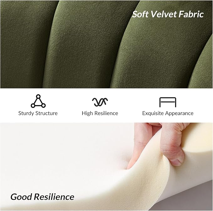 HULALA HOME Modern Velvet Loveseat Sofa - Image 3